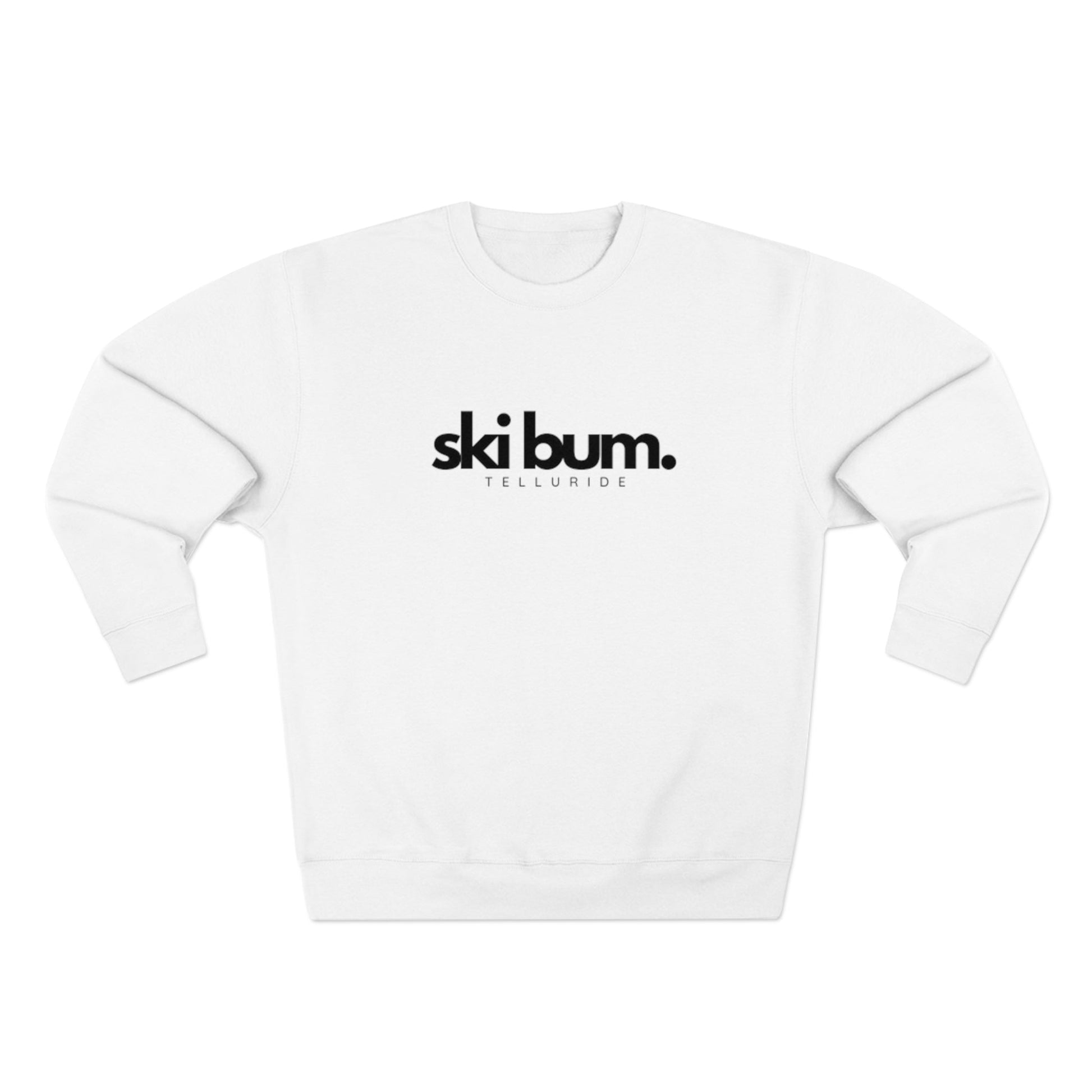 "Ski Bum" Premium White Crewneck Unisex Sweatshirt - Telluride Shop