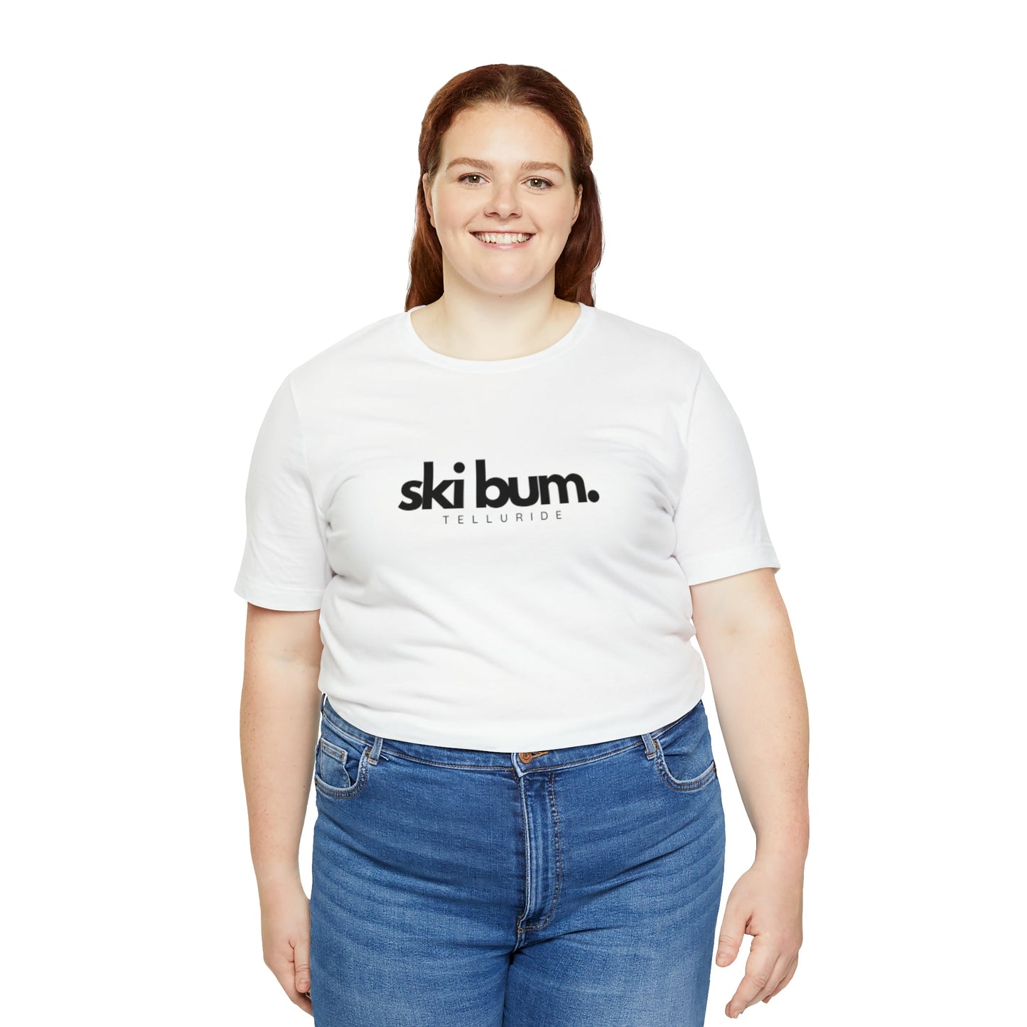 "Ski Bum" White Short Sleeve Unisex Tee - Telluride Shop