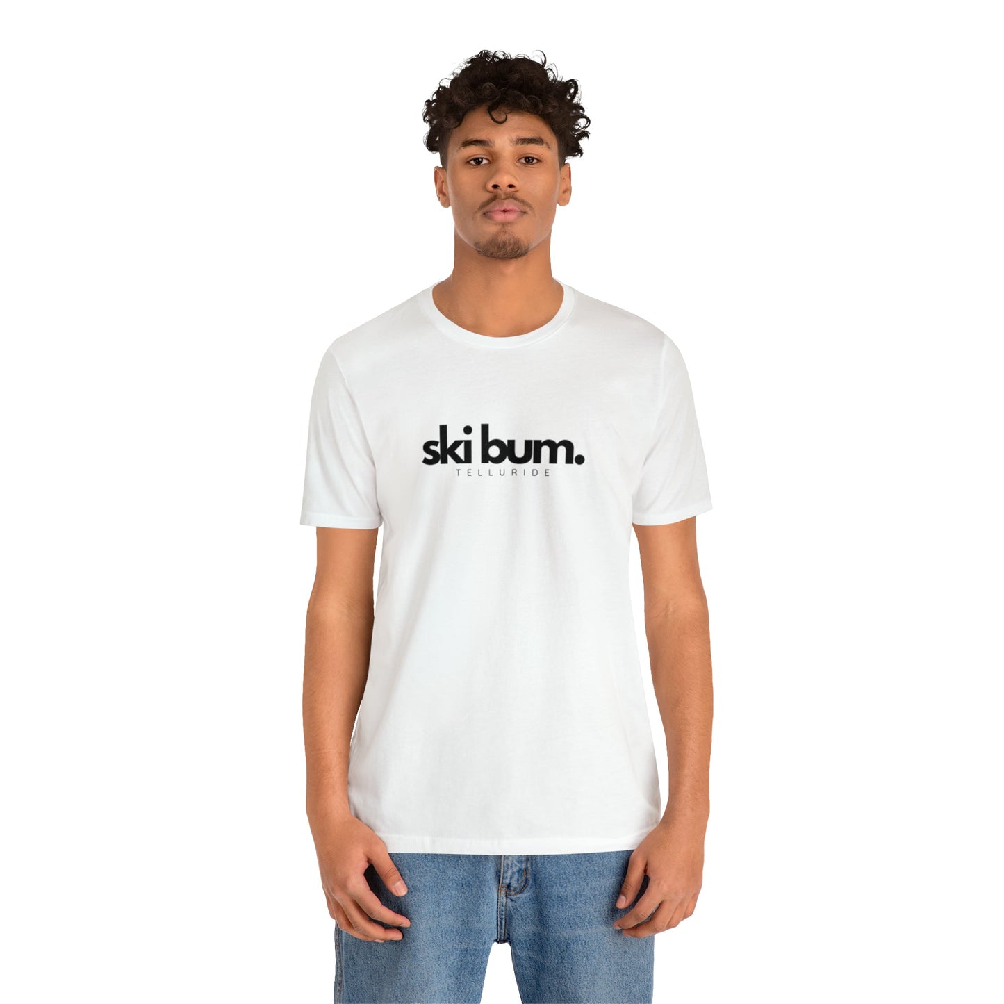 "Ski Bum" White Short Sleeve Unisex Tee - Telluride Shop