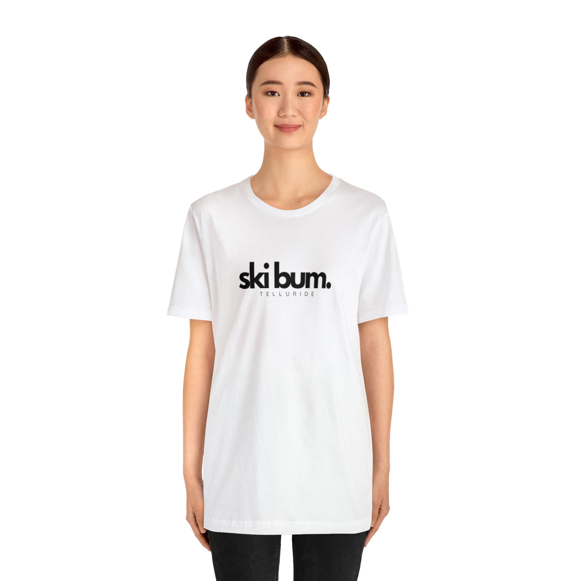 "Ski Bum" White Short Sleeve Unisex Tee - Telluride Shop